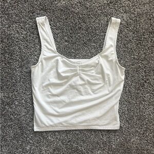 SHEIN White Scoop-Neck Gathered Tank Top